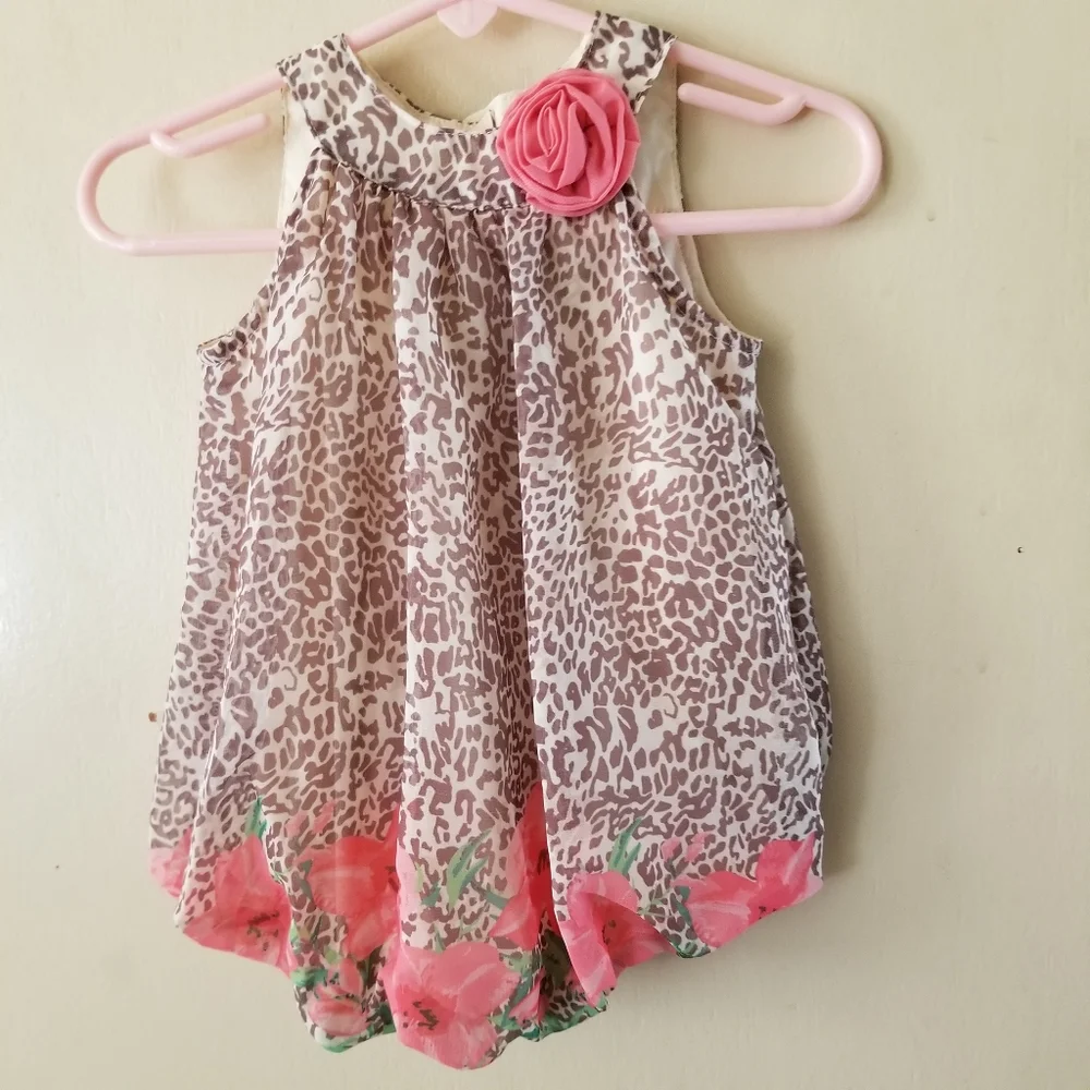 Blueberi Boulevard Baby Leopard Floral Bubble Romper 0-3M NWOT